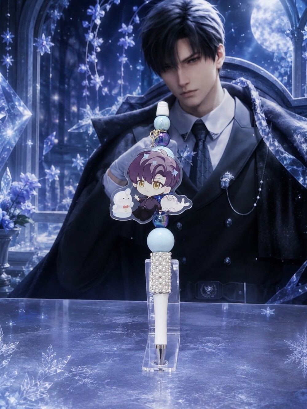 Love and Deepspace Zayne | Li Shen Handmade Beaded Refillable Pen Acrylic Charm